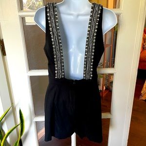 Bebe blk romper w rhinestone detail